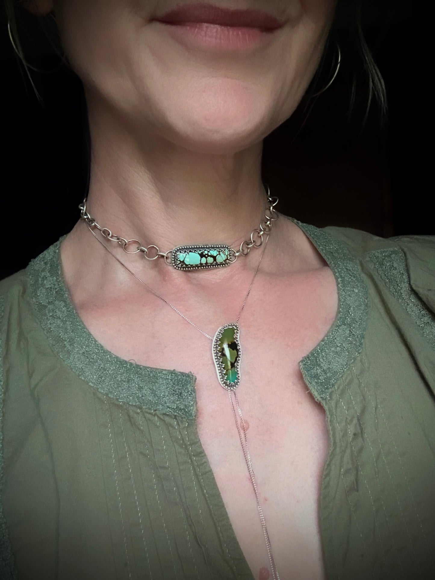 Skyward Choker | Hubei Turquoise & Sterling Silver Handmade Choker Necklace