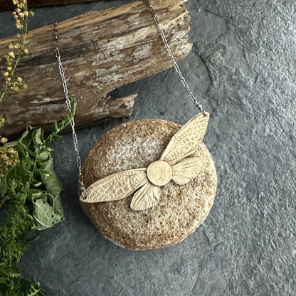 Bronze Cicada Wings with Moon Necklace