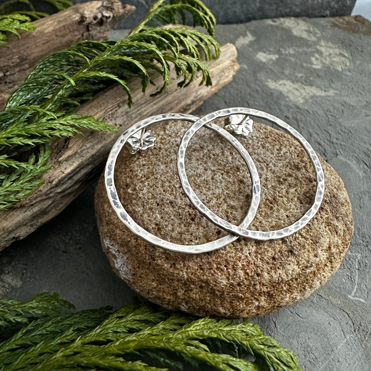 Large Forward Facing Hoops - Sterling Silver