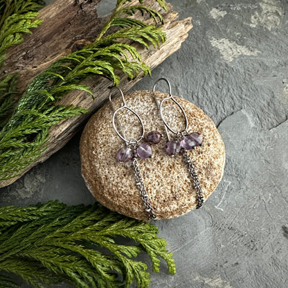 Purple Phantom Quartz and Sterling Silver earrings