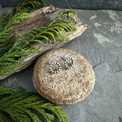 Sterling Silver Bead Wire Circle Post Earrings