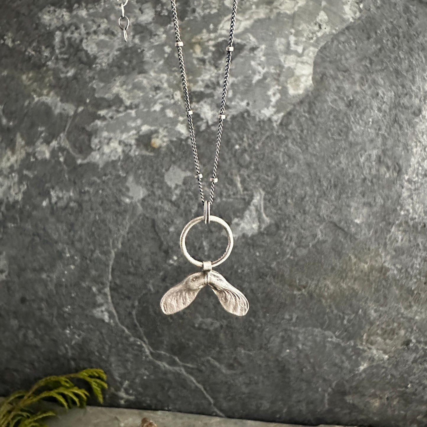 Sterling Silver Maple Seed Necklace