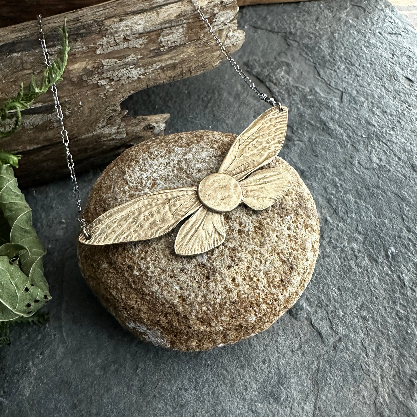 Bronze Cicada Wings with Moon Necklace