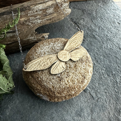 Bronze Cicada Wings with Moon Necklace