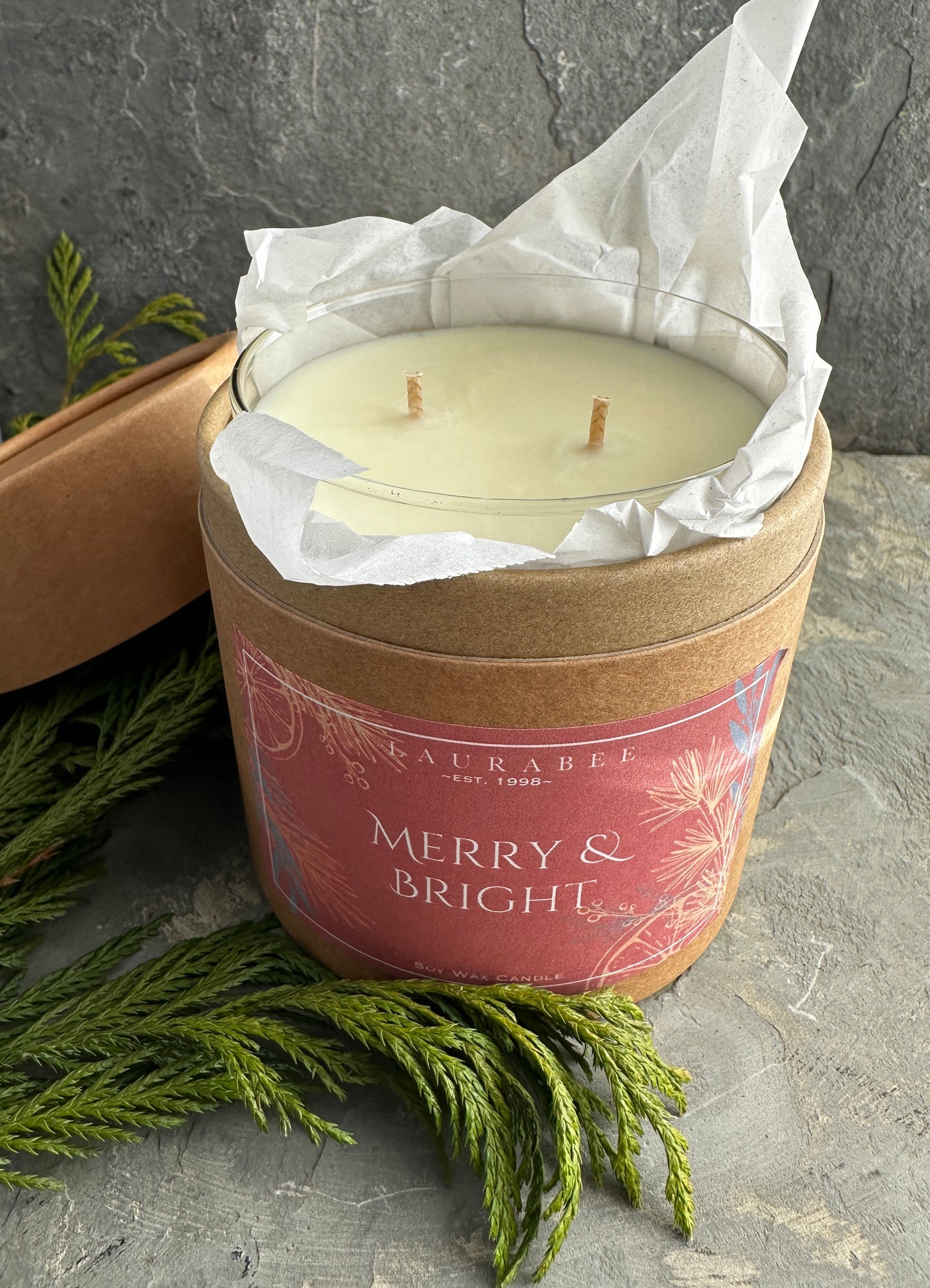 Rock Glass 100% Soy Wax Candle in Kraft Gift Tube