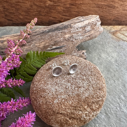 Sterling Silver Cup Lichen Post Earrings