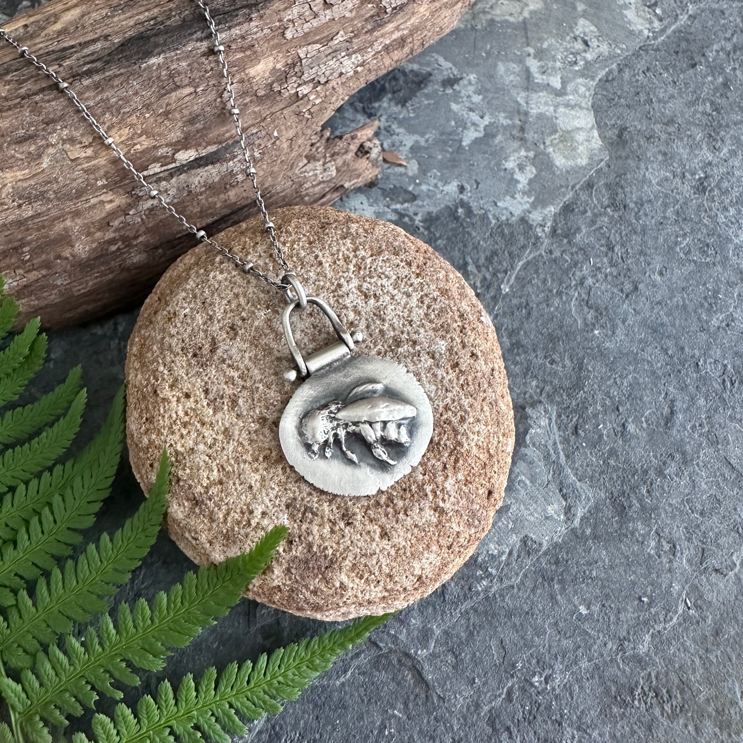 The Gatherer | Sterling Silver Honey Bee Necklace