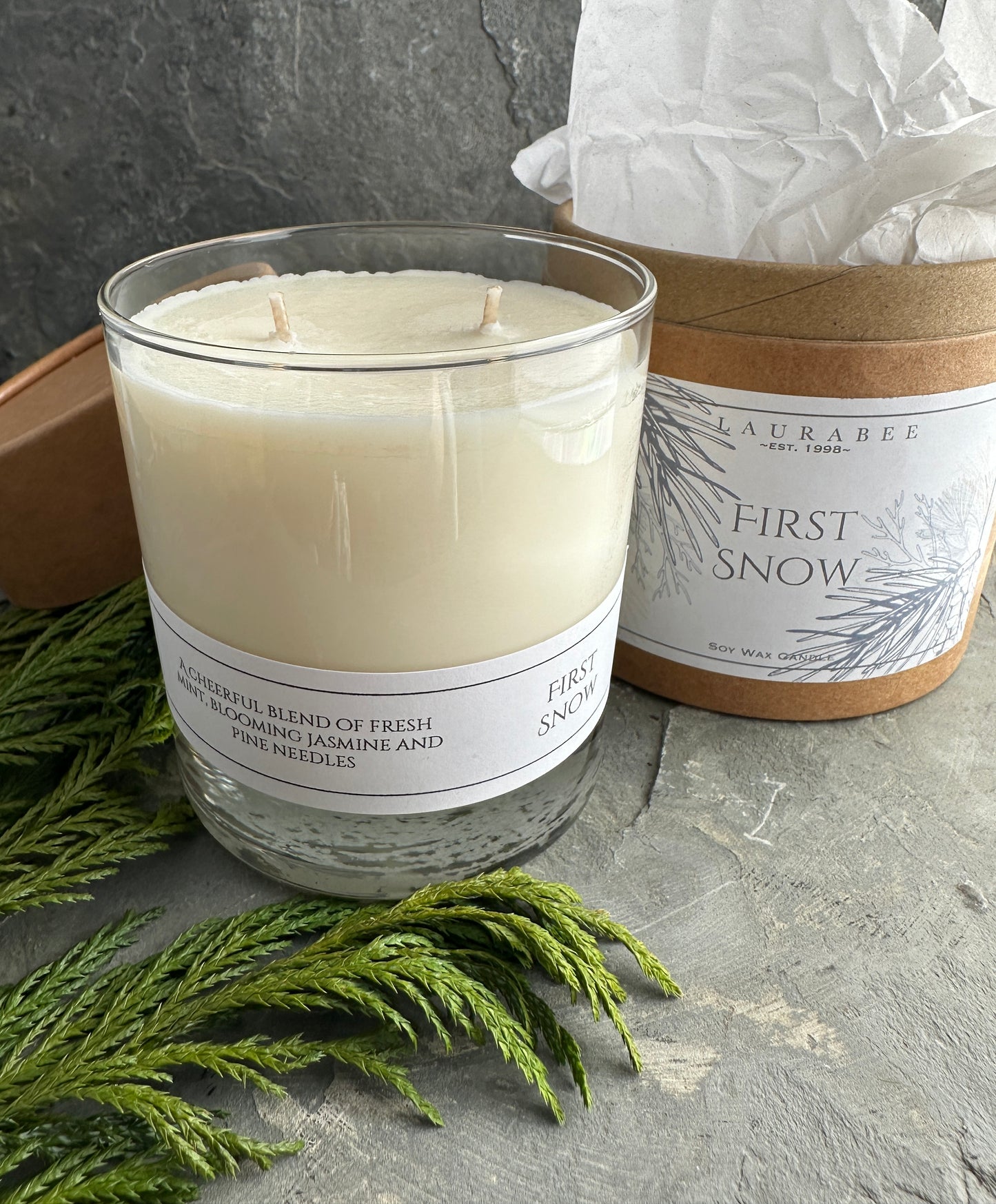 Rock Glass 100% Soy Wax Candle in Kraft Gift Tube