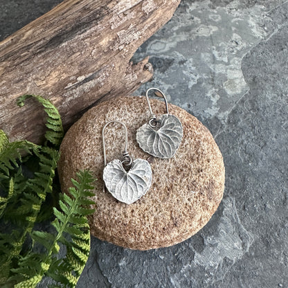 Violet Leaf Earrings | Sterling Silver Botanical Dangles
