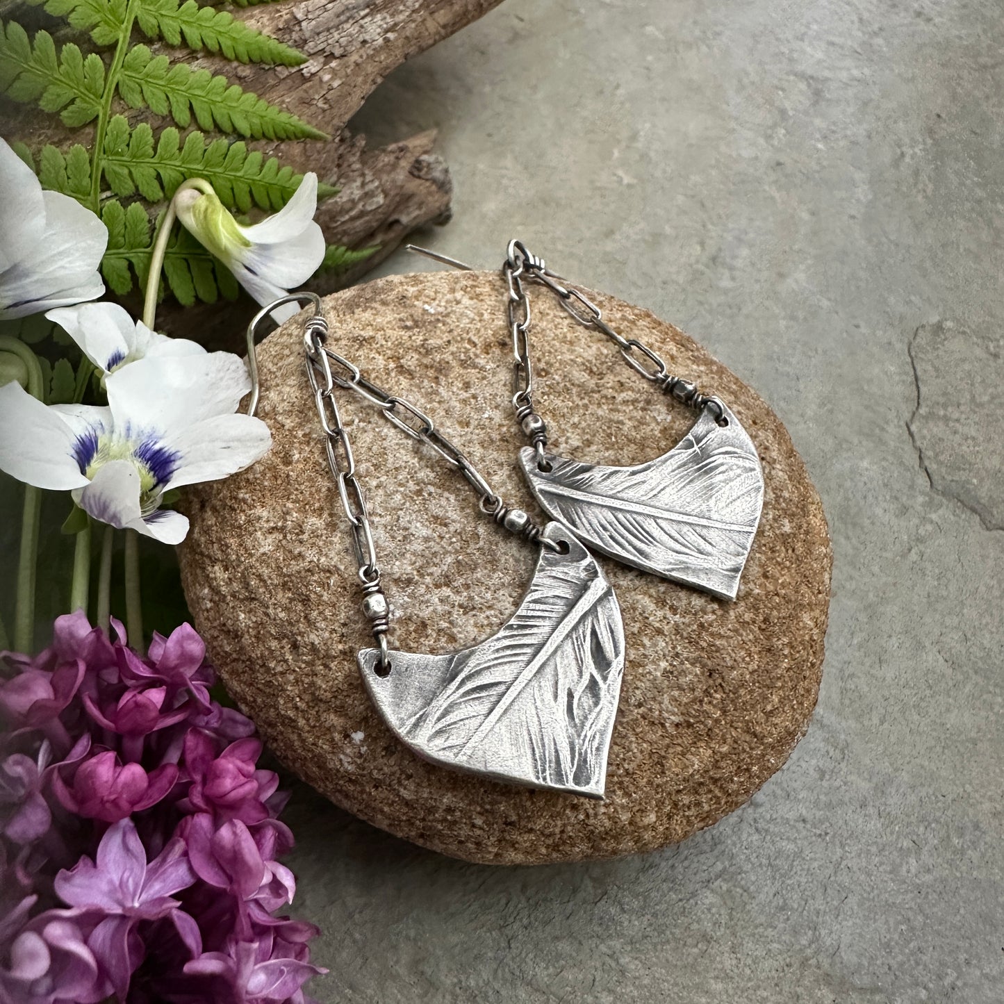 Feather Chain Dangle Earrings