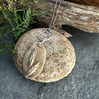 Bronze Orchard Grass on Sterling Silver Chain