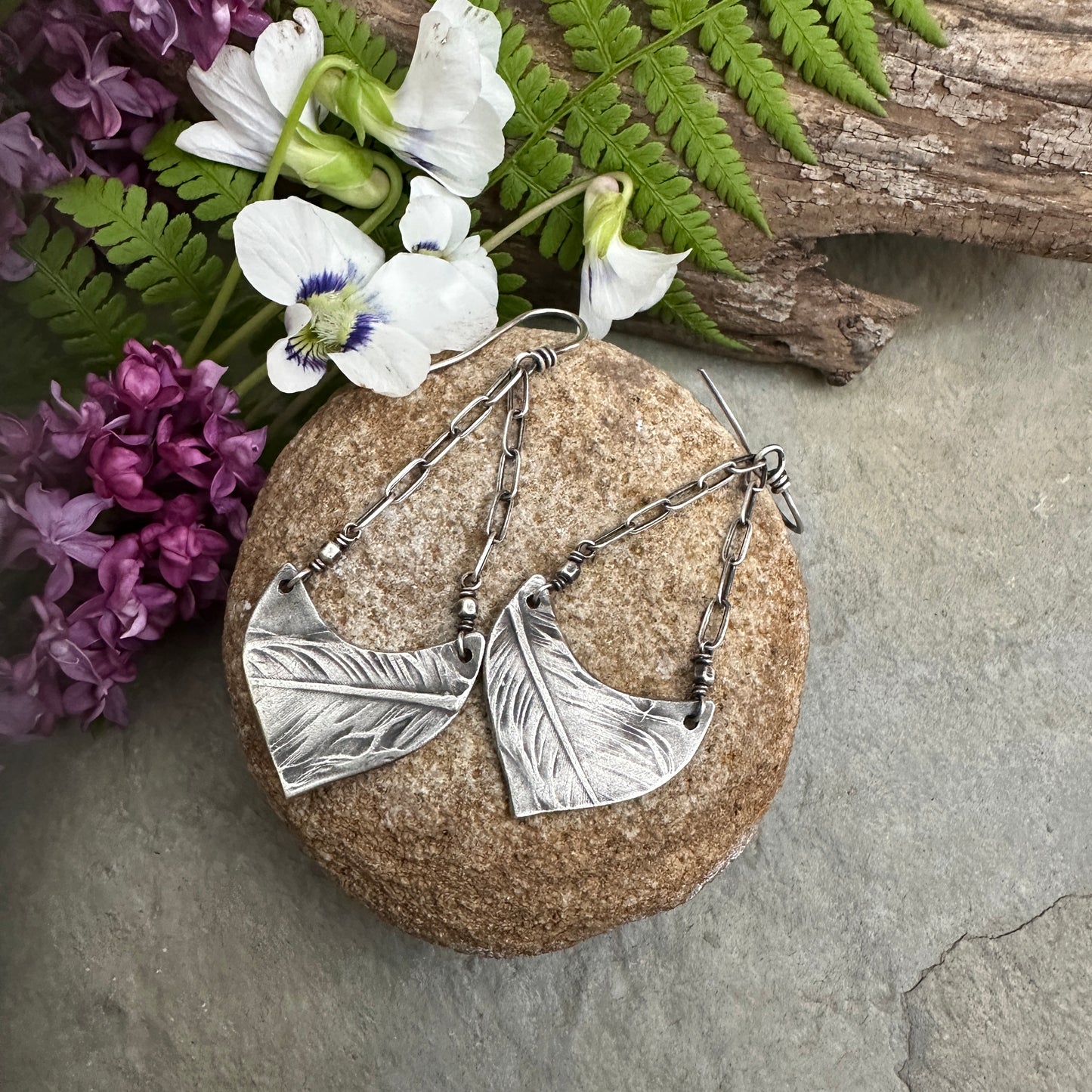 Feather Chain Dangle Earrings