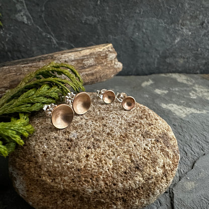 14K Gold Filled Cup Lichen Post Earrings