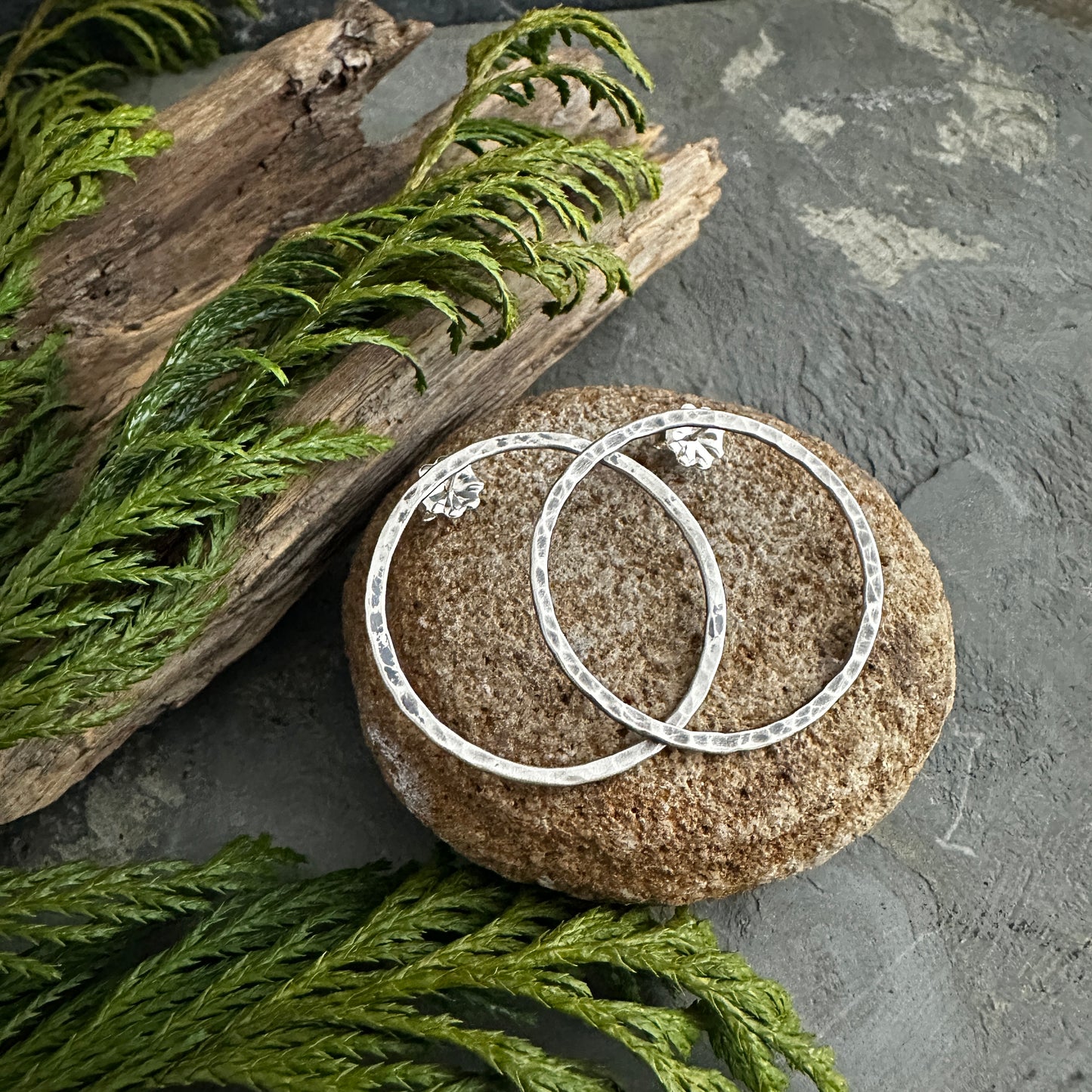 Large Forward Facing Hoops - Sterling Silver